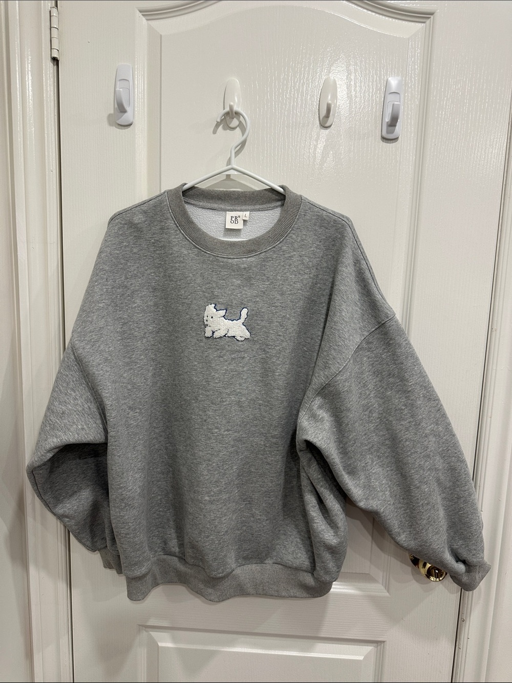 Gray Embroidered Dog Crewneck Sweatshirt - Gray